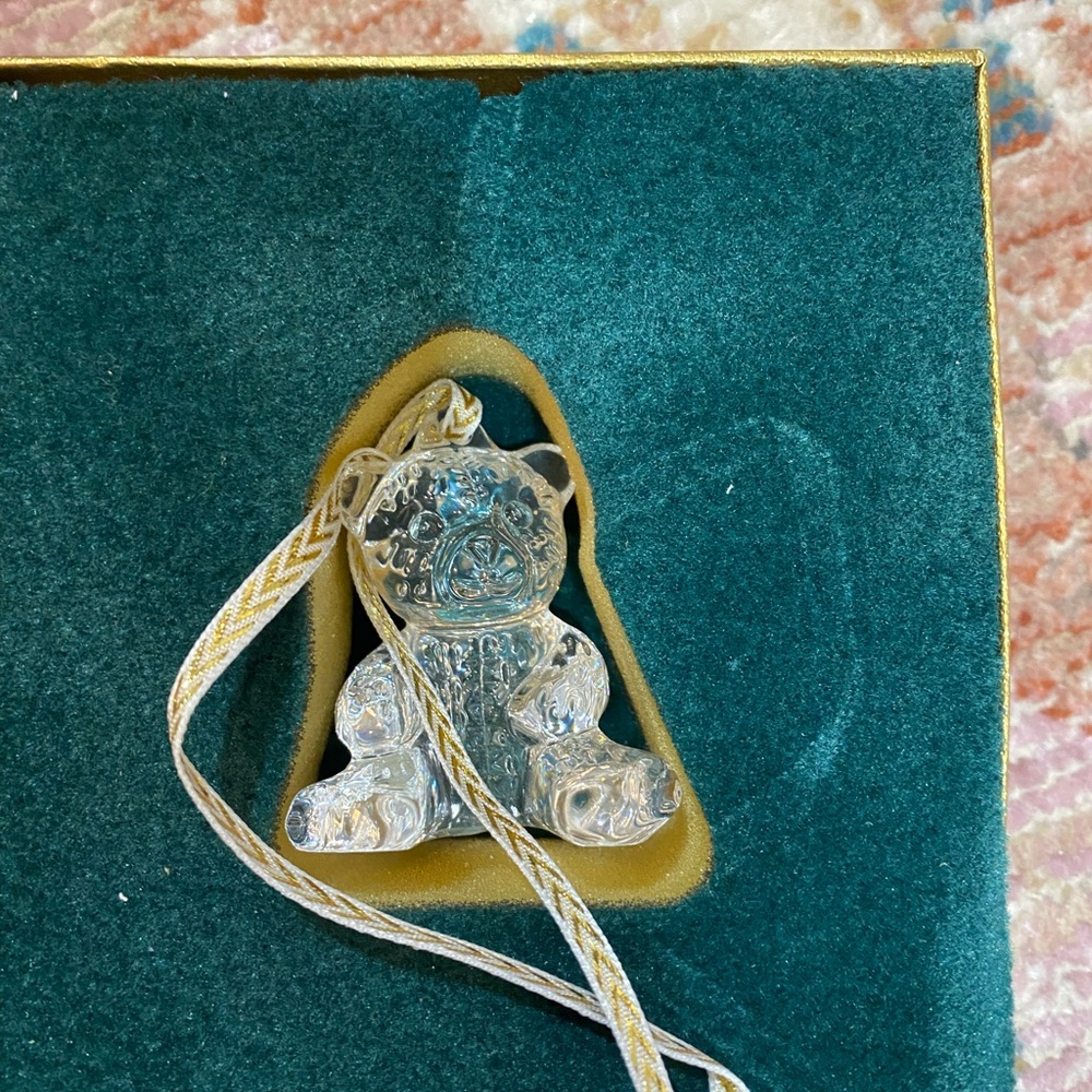 Waterford Crystal Teddy Bear Ornament with Gold Accents - Picture 2 of 9